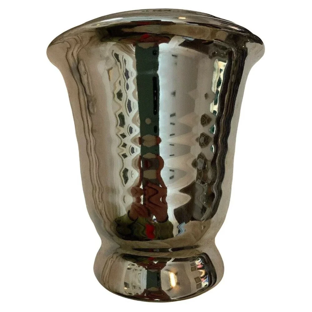 Floridus Design Images Vase 5.25 x 5.75 Silver Ceramic Mirror Mercury Pedestal